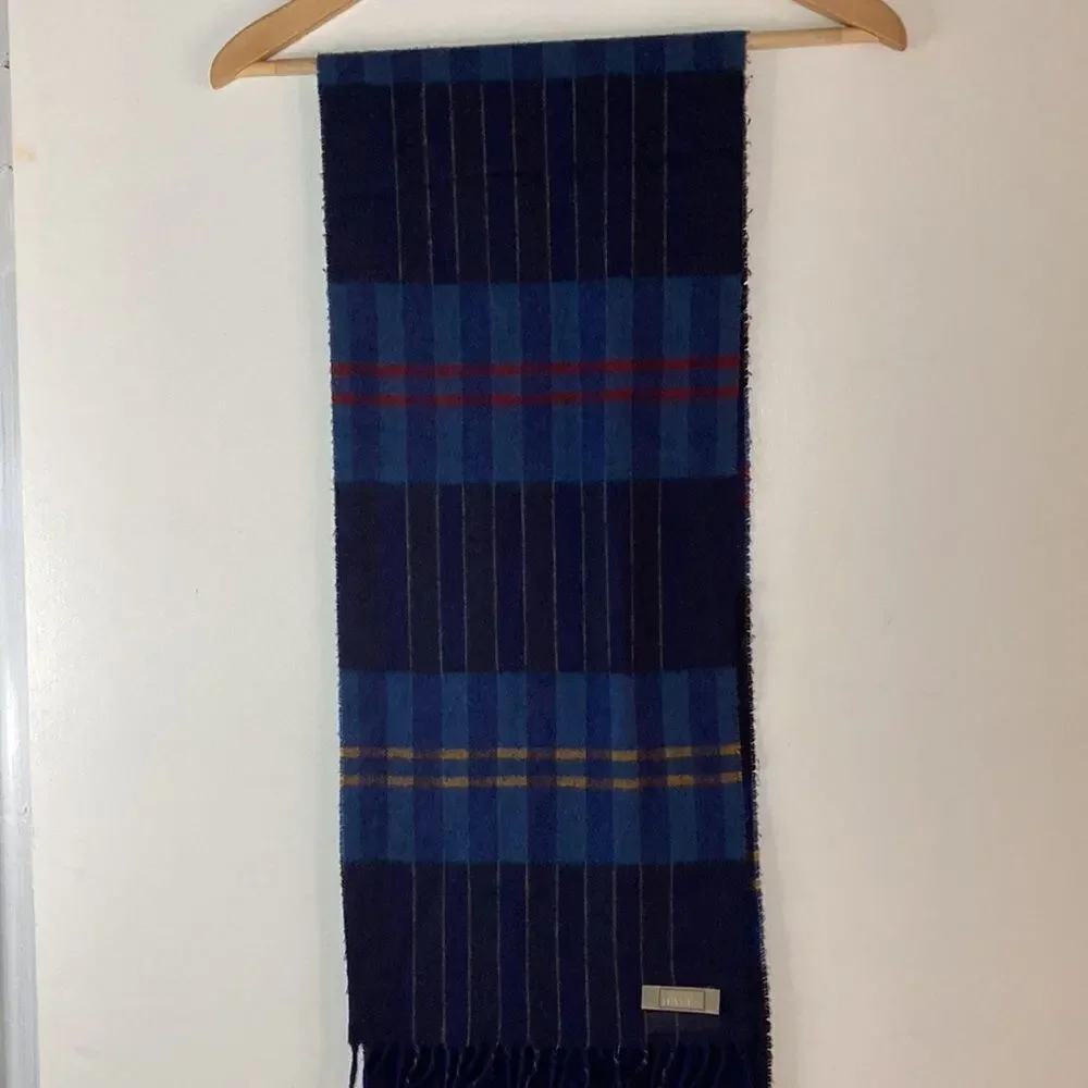 Christopher Hayes Blue Geometric Wool Scarf 56